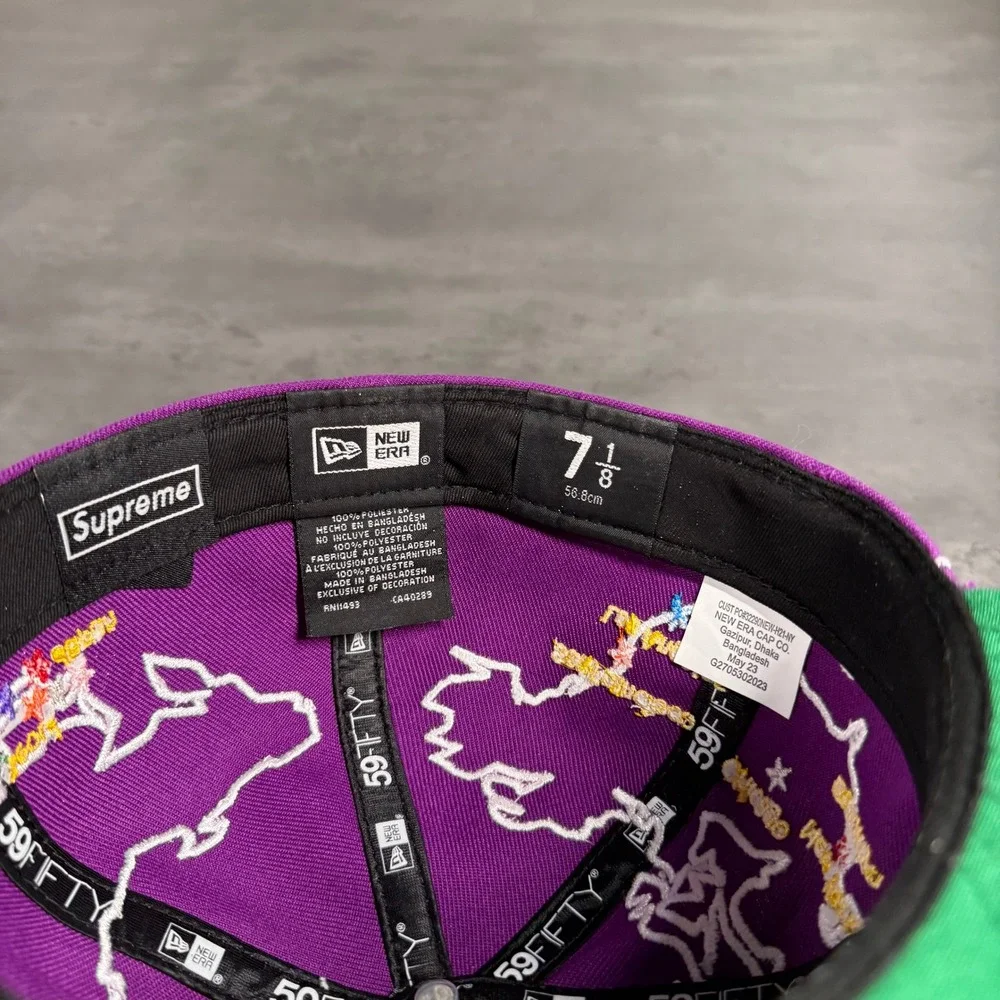 Supreme New‎ Era Cap Worldwide Box Logo Map Purple FW23 HipHop Rap Skate RARE